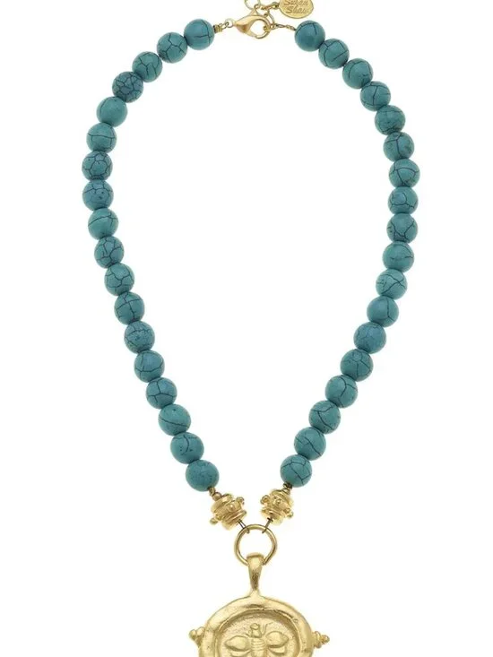 Susan Shaw Bee Intaglio Stone Necklace - Picture 2 of 2